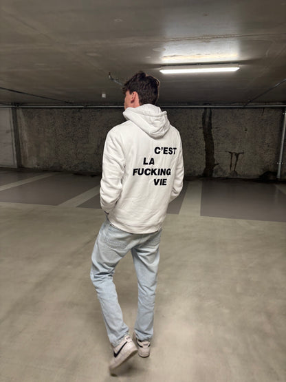 Sweat à capuche C'est La Fucking Vie - BLANC