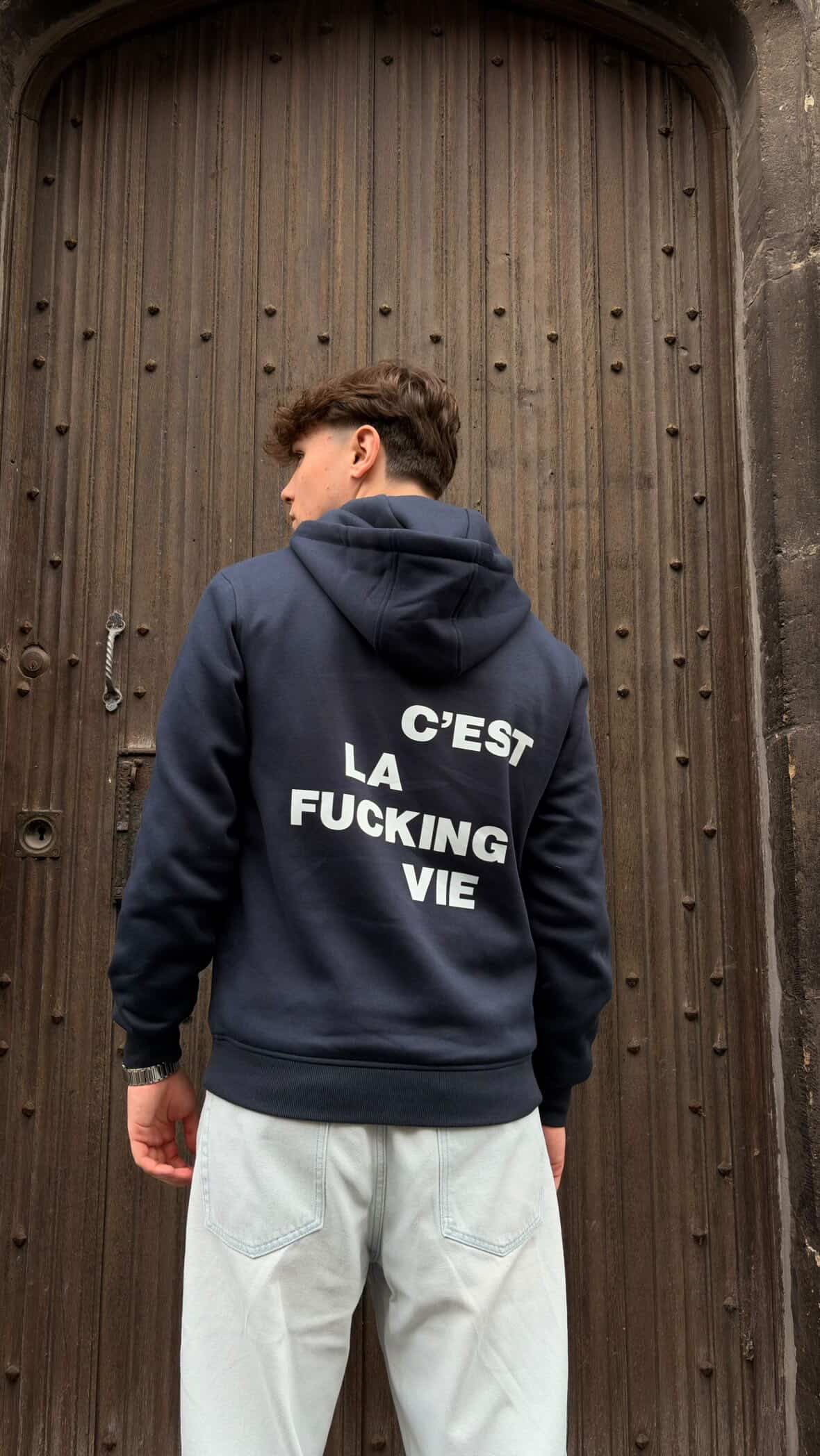 C'est La Fucking Vie Hoodie - NAVY BLUE
